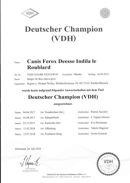 Desse Indila VDH Champion Custom